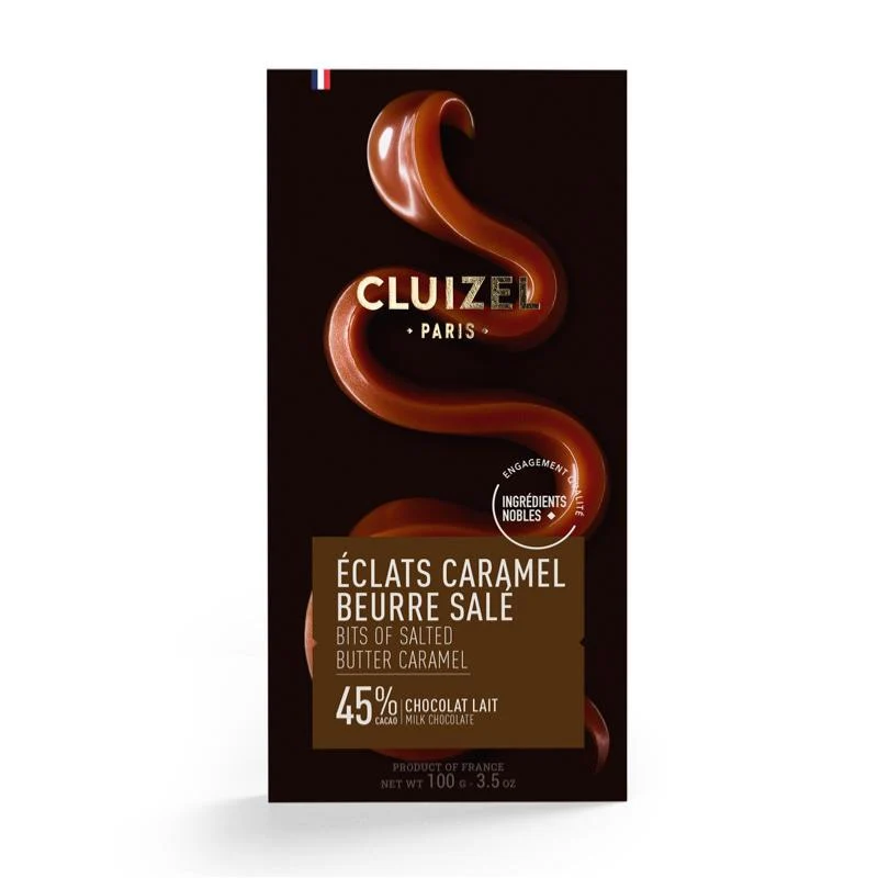 Chocolat au Lait Caramel Beurre Salé - 45% cacao - 100 Gr | Cluizel Paris