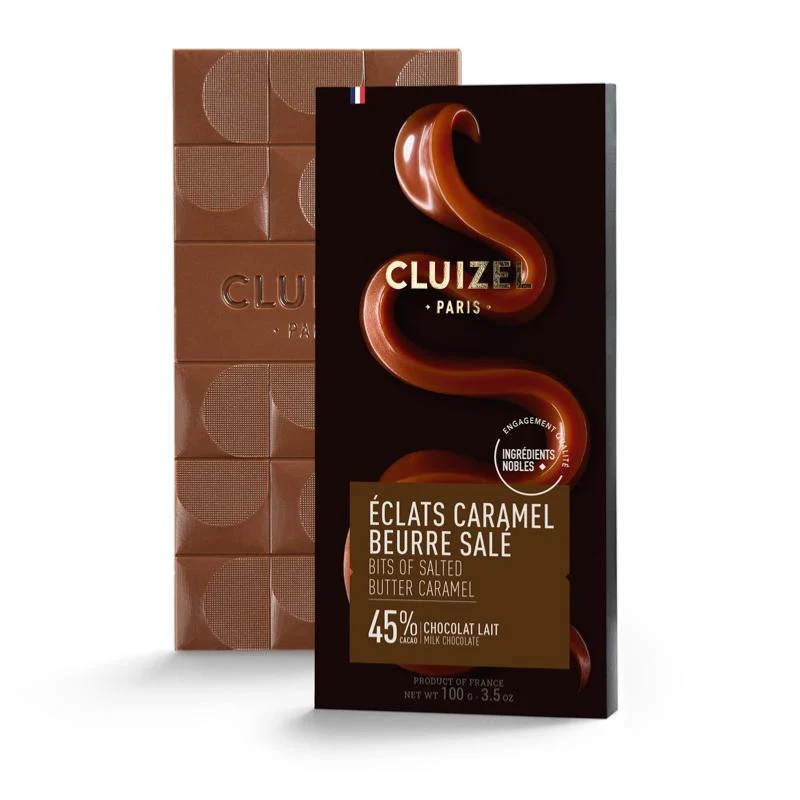 Chocolat au Lait Caramel Beurre Salé - 45% cacao - 100 Gr | Cluizel Paris