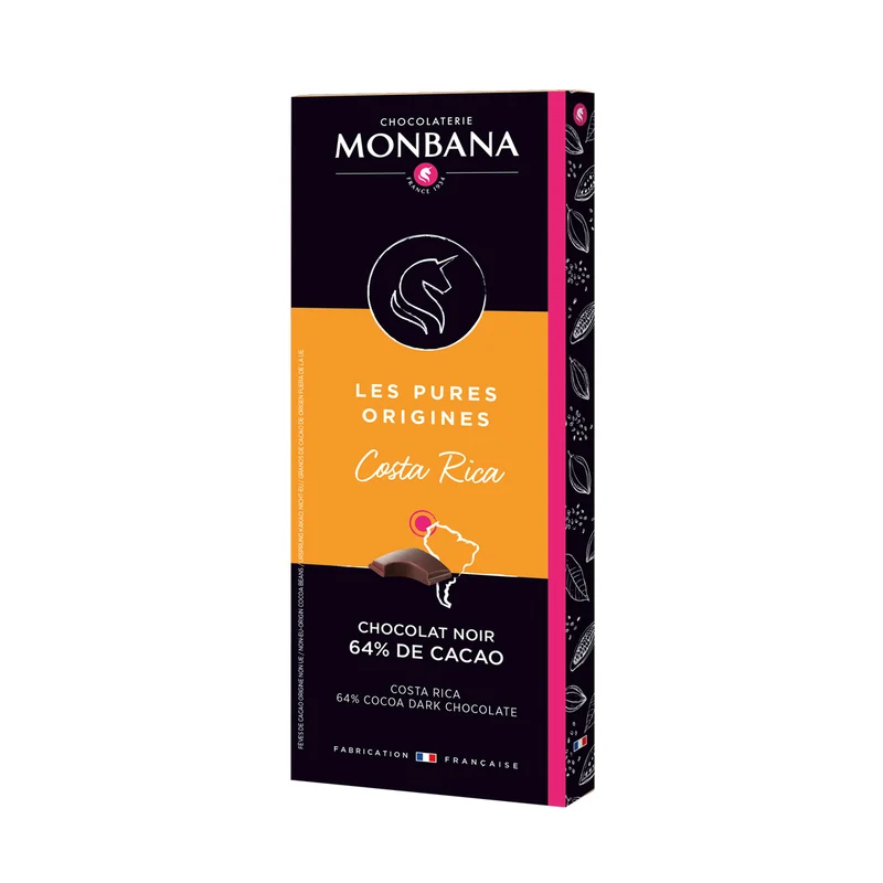 Chocolat Noir Costa Rica - 64% cacao - 80 Gr | Monbana