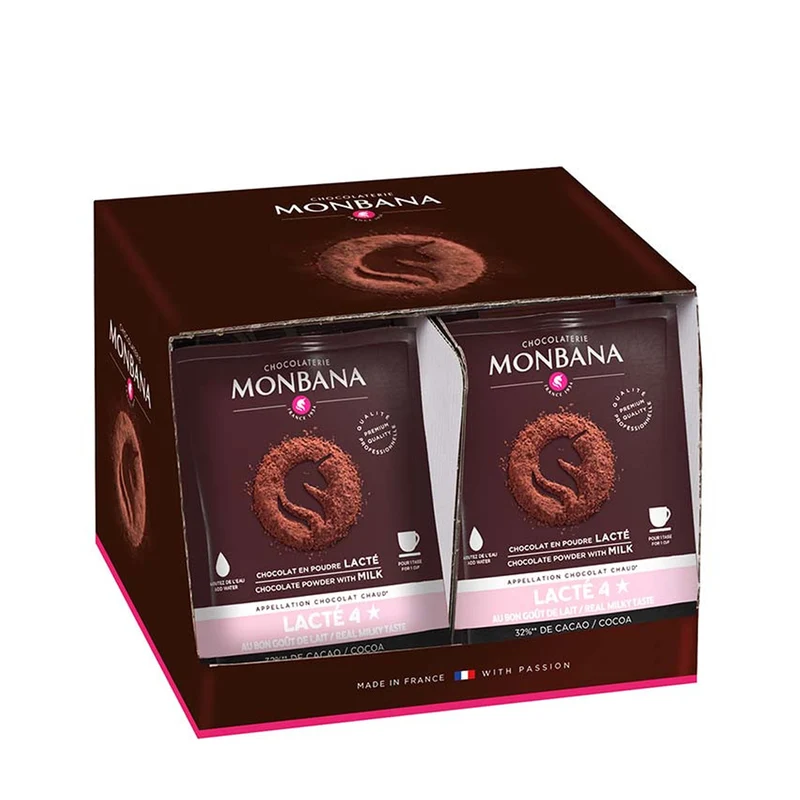 Chocolat en Poudre Lacté 4* - 50 sachets - 1.5 Kg | Monbana