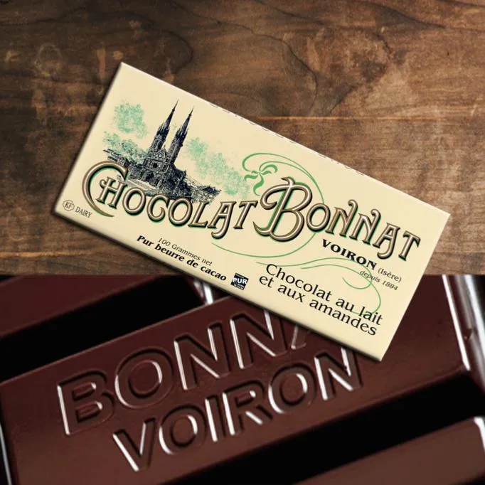 Chocolat au Lait et aux Amandes - 55% cacao - 100 Gr | Bonnat