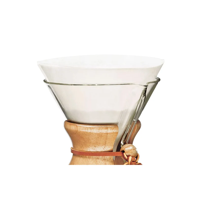 100 Filtres Prédécoupés Blancs - 6 Tasses | Chemex