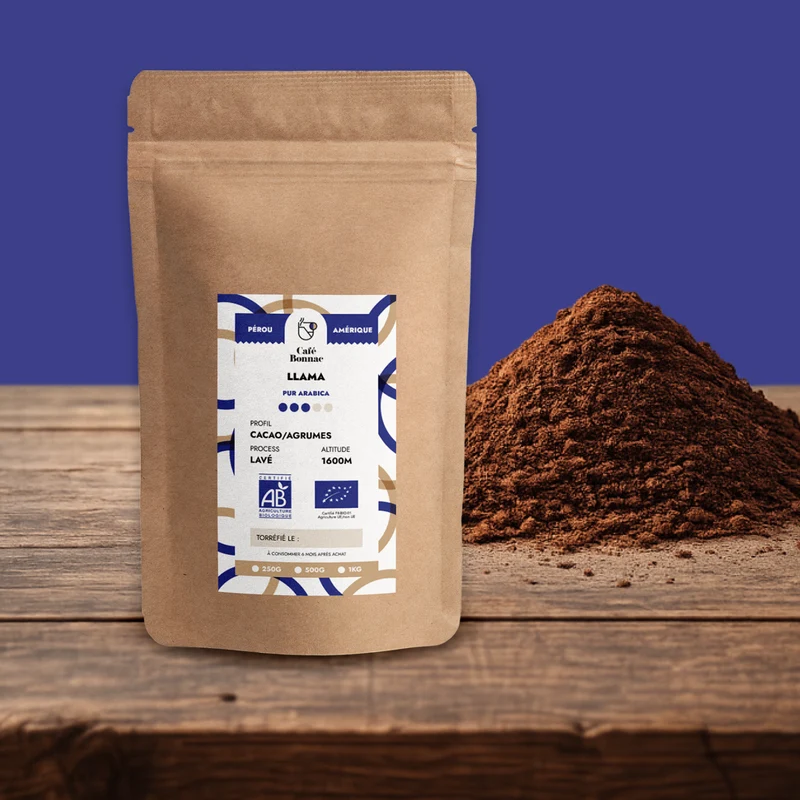 Café Moulu Pérou Llama - Café Bonnac | Certifié Biologique - 100% Arabica