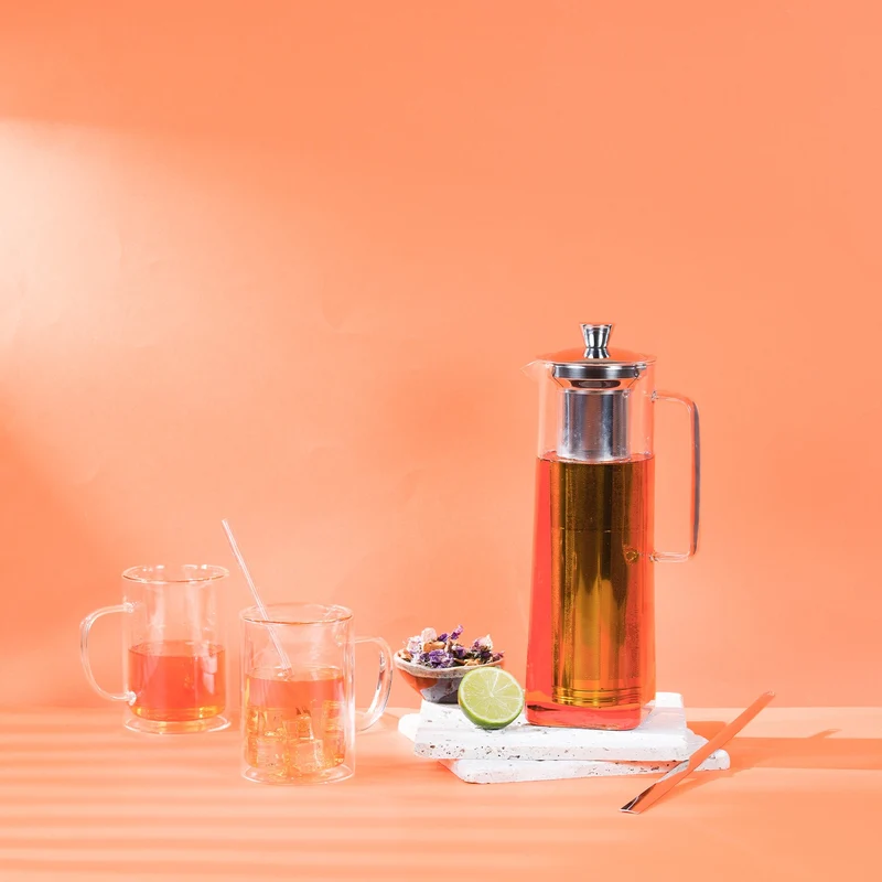 Long Island - théière en verre allongée avec filtre dévissable - Cristel