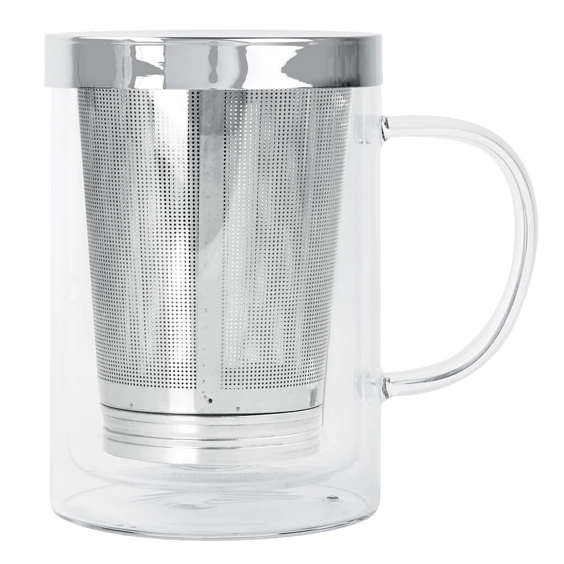 Mug en verre double paroi avec filtre dévissable Verbena - Cristel