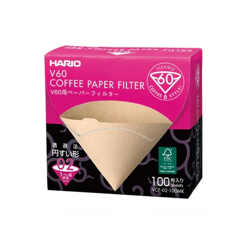 100 Filtres Naturels VCF02-100MK - 1 à 4 Tasses | Hario