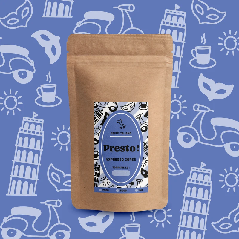 Café en Grain Presto - Blend Expresso Corsé | Arabica/Robusta - Goût Italien