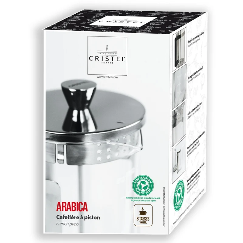 Cafetière à piston simple paroi Arabica - Cristel