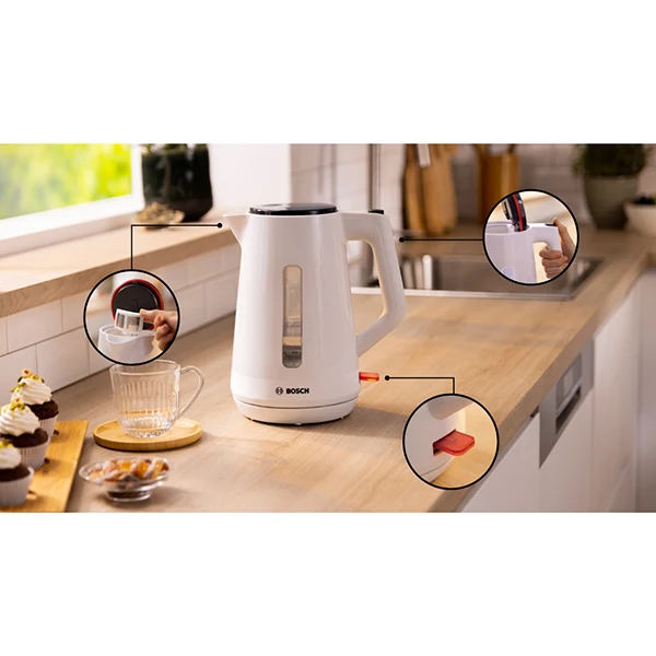 Bouilloire électrique MyMoment blanc 1,7 L 2400 W TWK1M121 Bosch