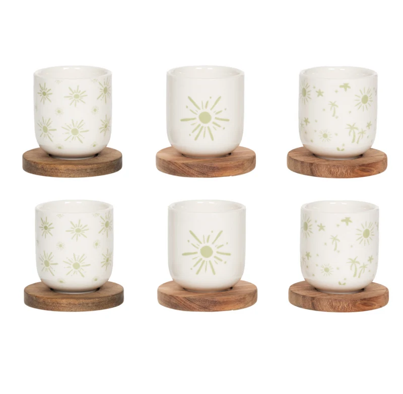 Coffret de 6 tasses et sous-tasses vert Tamara 10 cl - Table Passion