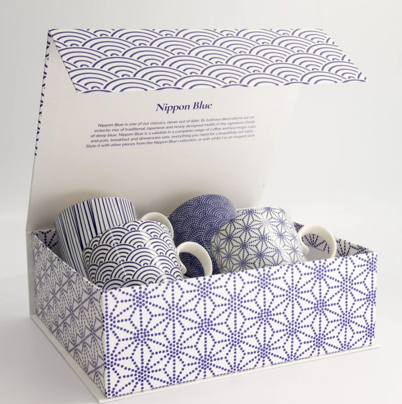 Coffret de 4 mugs Nippon Blue 340 ml – Tokyo Design Studio