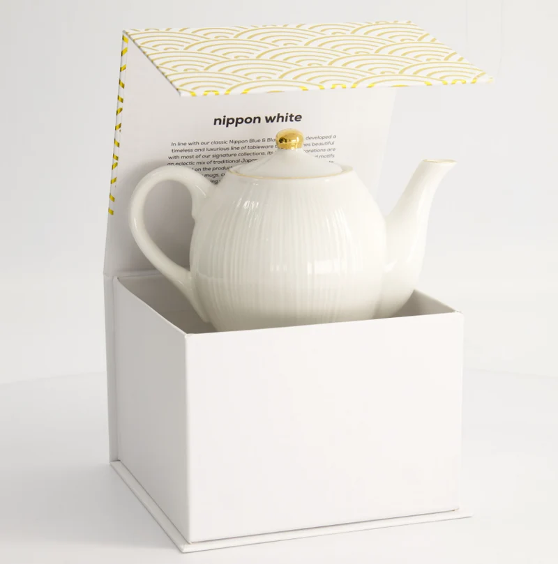 Coffret théière Nippon White Gold Lines 600 ml – Tokyo Design Studio