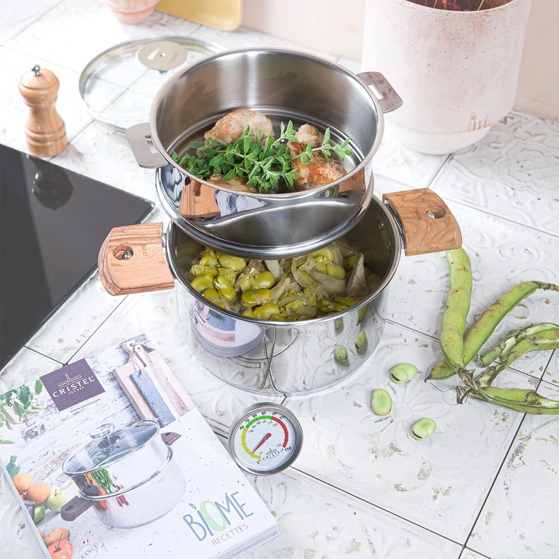 Biome - Ensemble cuisson saine avec anses amovibles en bois - Cristel