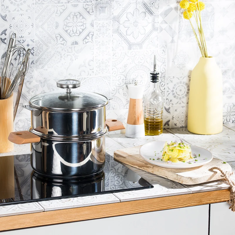 Biome - Ensemble cuisson saine avec anses amovibles en bois - Cristel