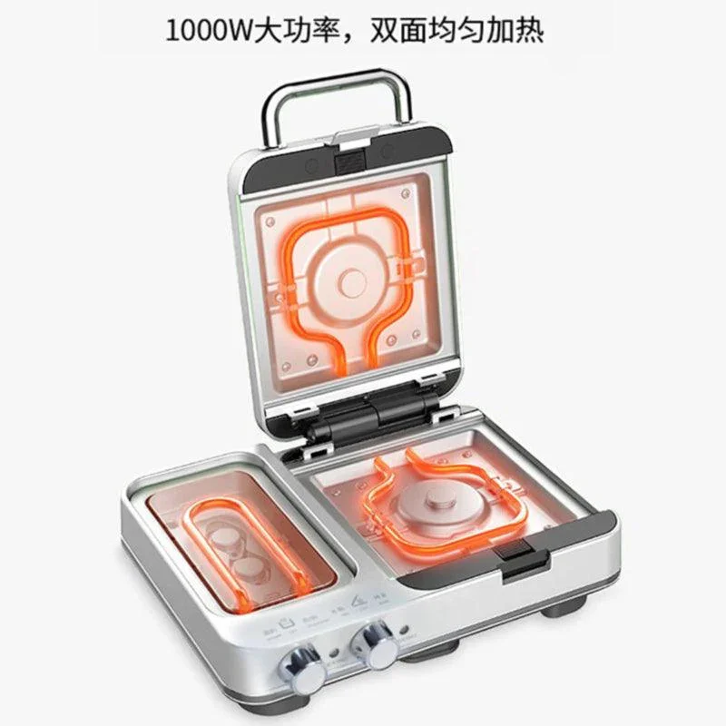 Joydeem JD-3001W Breakfast Maker | 5-in-1 | Sandwich + Waffle + Grill + Steam | 1000W | Dual Knob | Coconut White