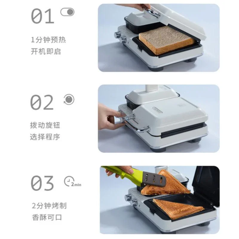 Joydeem JD-3001W Breakfast Maker | 5-in-1 | Sandwich + Waffle + Grill + Steam | 1000W | Dual Knob | Coconut White