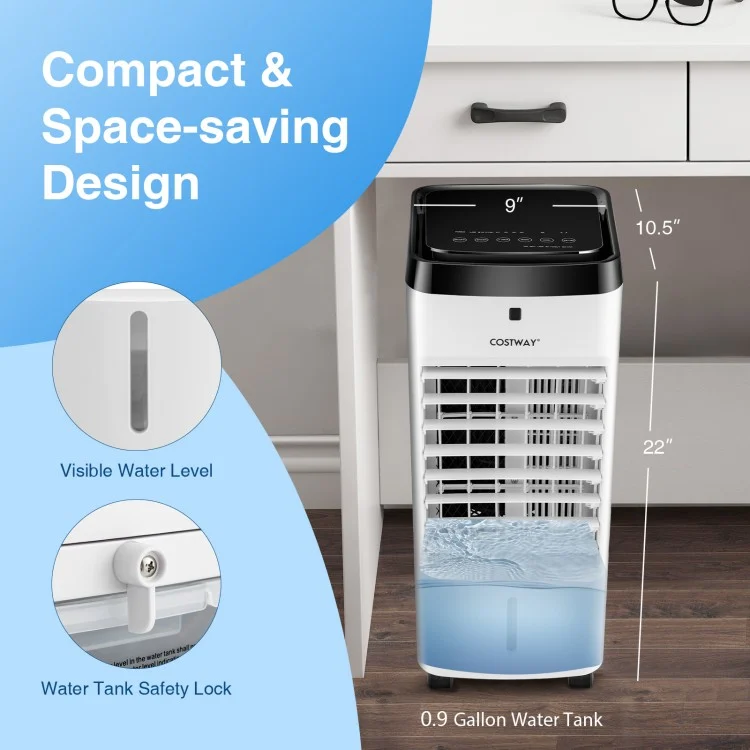 Costway 3-in-1 Evaporative Air Cooler | 4 Modes & 3 Speeds | Remote Control | Compact Portable Fan