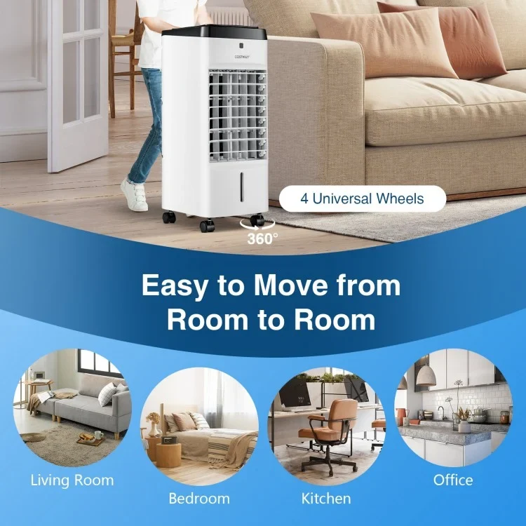 Costway 3-in-1 Evaporative Air Cooler | 4 Modes & 3 Speeds | Remote Control | Compact Portable Fan