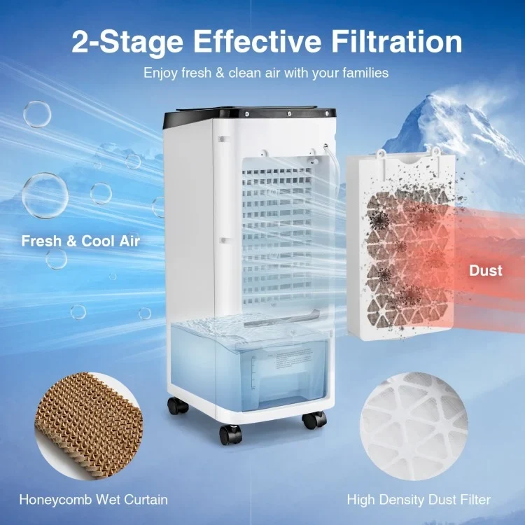 Costway 3-in-1 Evaporative Air Cooler | 4 Modes & 3 Speeds | Remote Control | Compact Portable Fan