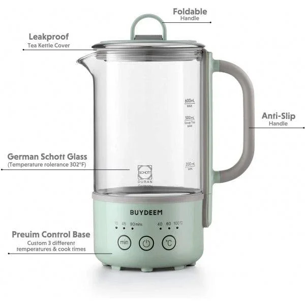Buydeem K32US Health Cup | 0.6L | Schott Glass | 316L Steel | 3-Mode | 110V
