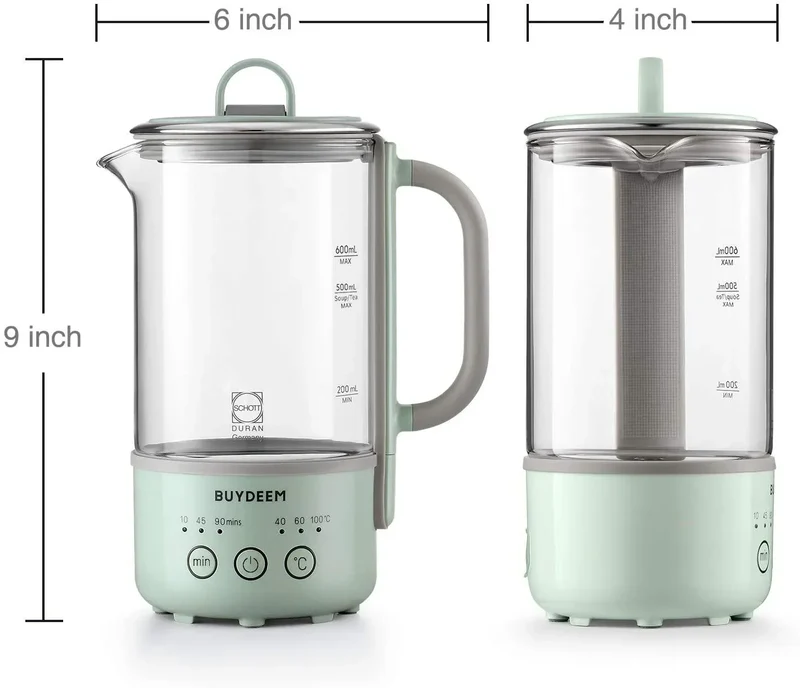 Buydeem K32US Health Cup | 0.6L | Schott Glass | 316L Steel | 3-Mode | 110V