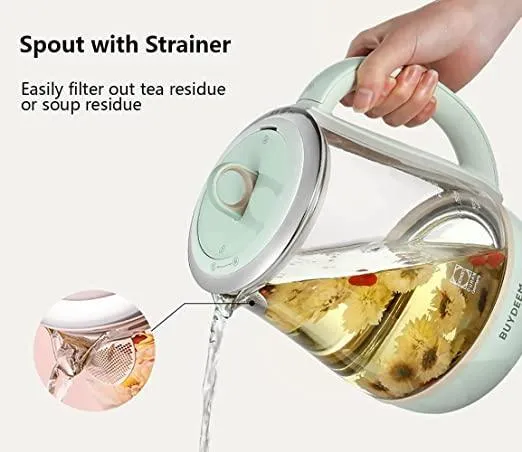Buydeem K2763 Multi-Functional Health Kettle | 1.5L with Glass Stew Pot | 110V North American Version