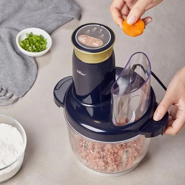 Bear QSJ-B03R2 Electric Meat Grinder & Food Chopper | 2L | 300W | Auto-Clean | Glass Bowl | 120V