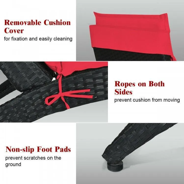 Folding Patio Rattan HW6,Portable Lounge Chair Chaise with Cushion