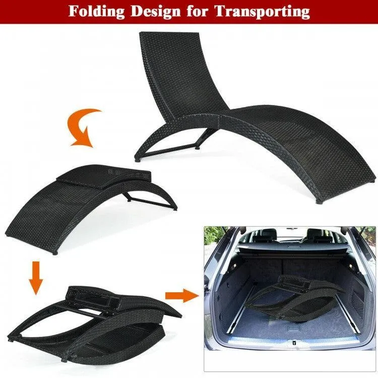 Folding Patio Rattan HW6,Portable Lounge Chair Chaise with Cushion