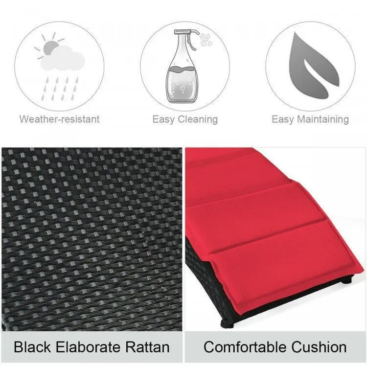 Folding Patio Rattan HW6,Portable Lounge Chair Chaise with Cushion