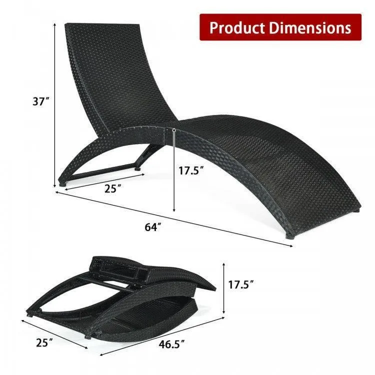 Folding Patio Rattan HW6,Portable Lounge Chair Chaise with Cushion