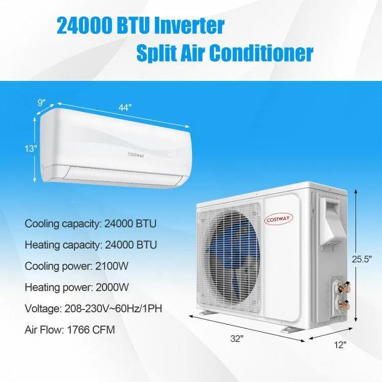 Split Air Conditioner FP10324US-WH with Heater,24000 BTU 208-230V Ductless Mini
