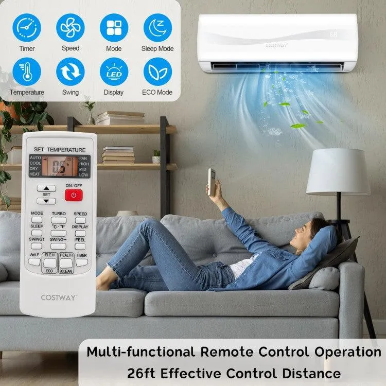 Costway Air Conditioner FP10302US, 12000BTU 208-230V Ductless with Heater
