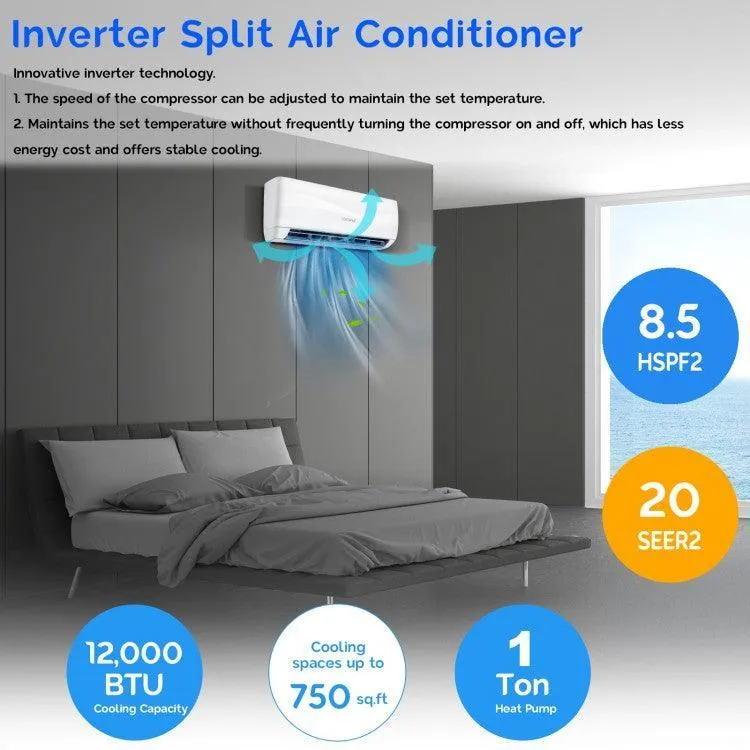 Costway Air Conditioner FP10302US, 12000BTU 208-230V Ductless with Heater