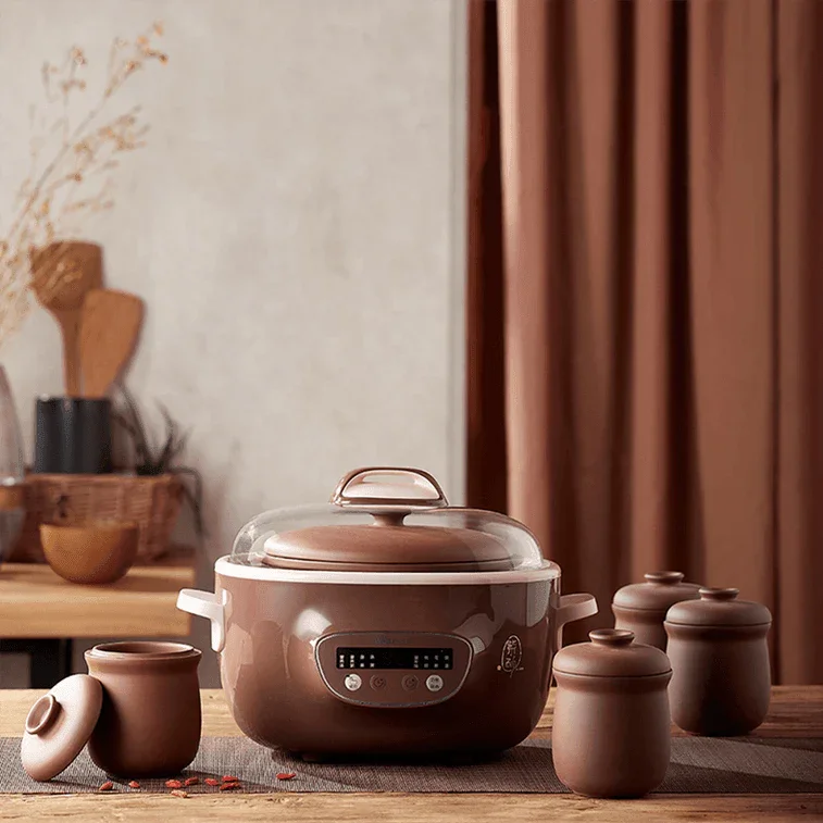 Bear DDZ-C25R7 Electric Stew Pot | 2.5L | Purple Clay | 4 Mini Pots | 110V
