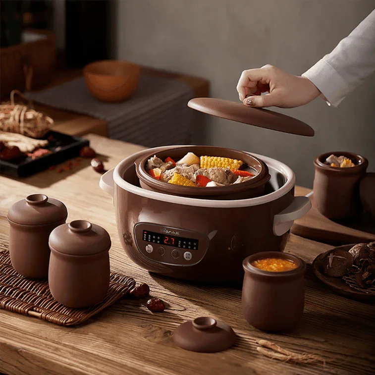 Bear DDZ-C25R7 Electric Stew Pot | 2.5L | Purple Clay | 4 Mini Pots | 110V