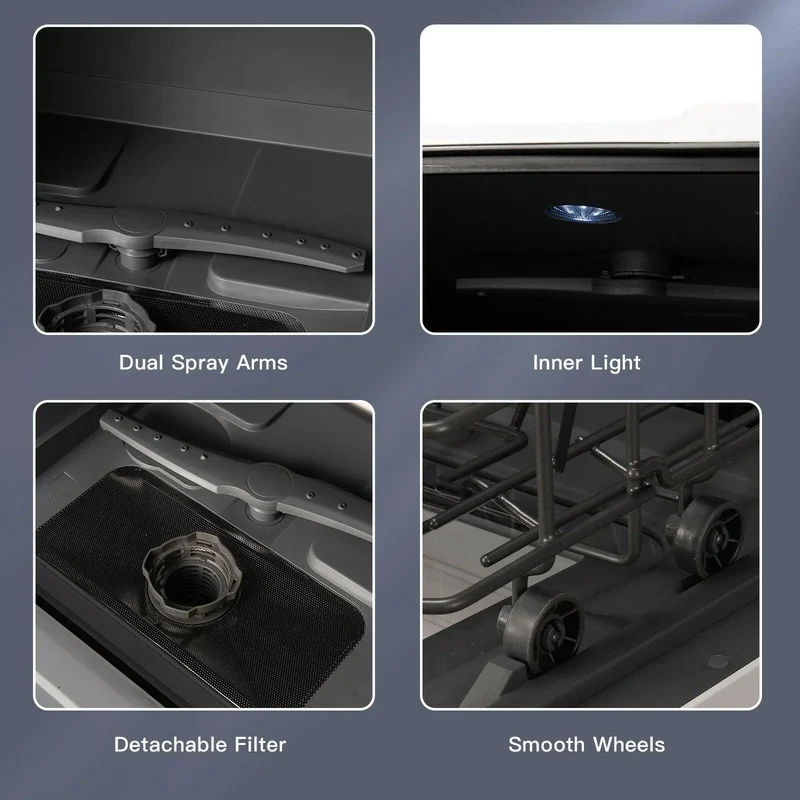 Countertop Dishwasher FP10015,Portable Air Drying 5 Programs with 7.5L Water Tank