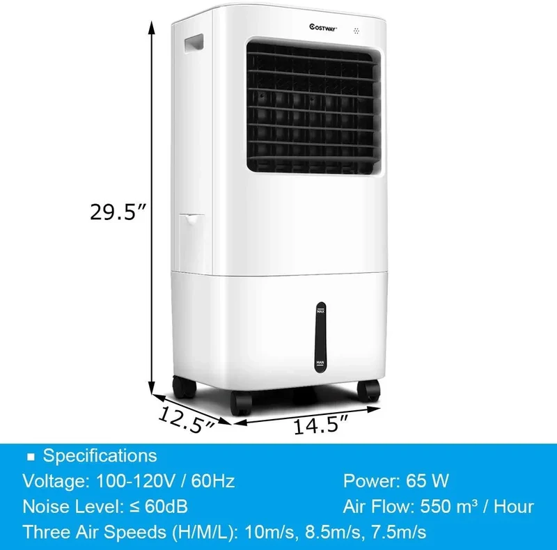 COSTWAY Evaporative Cooler, 3-in-1 Cooler, Fan and Humidifier EP24513US-WHA
