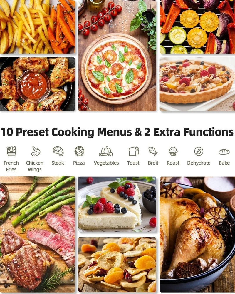 Costway EP24944 Air Fryer Oven | 26.4QT | 10-in-1 | 1800W | Stainless Steel | 120V
