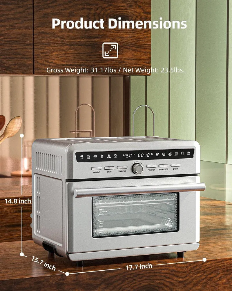 Costway EP24944 Air Fryer Oven | 26.4QT | 10-in-1 | 1800W | Stainless Steel | 120V