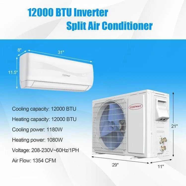 Split Air Conditioner FP10293US-WH with Heater,12000BTU 208-230V Ductless Mini