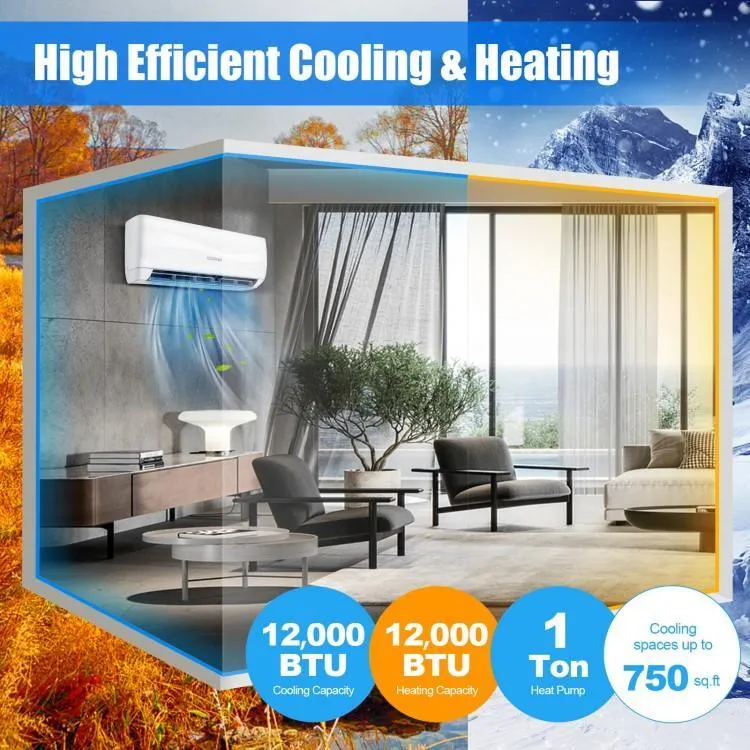 Split Air Conditioner FP10293US-WH with Heater,12000BTU 208-230V Ductless Mini