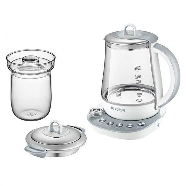 Buydeem K2683 Health Kettle | 1.5L | 9-in-1 | Pot-in-Pot | Schott Glass | 110V