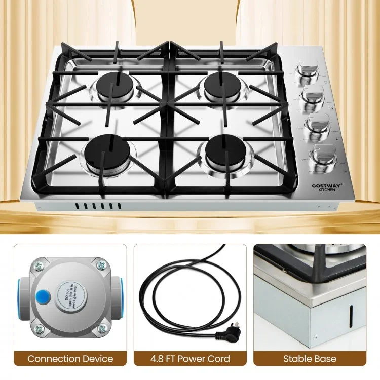 Costway Gas Cooktop CGC430, with 4/6 Powerful Burners and ABS Knobs，30/36 Inch