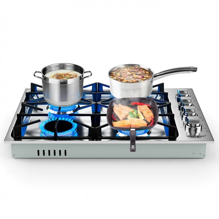 Costway Gas Cooktop CGC430, with 4/6 Powerful Burners and ABS Knobs，30/36 Inch