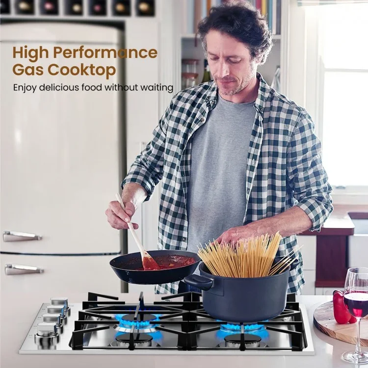 Costway Gas Cooktop CGC430, with 4/6 Powerful Burners and ABS Knobs，30/36 Inch