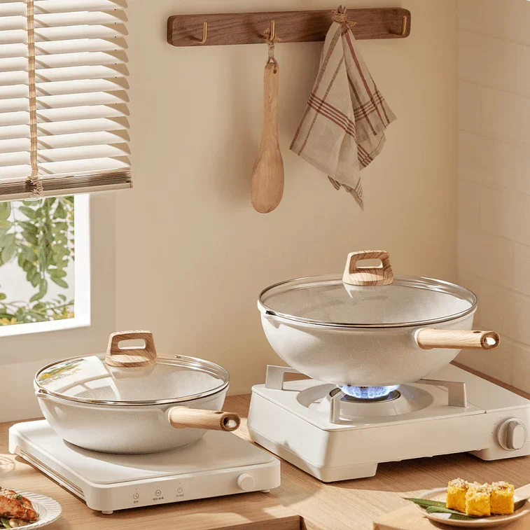Supor Star Stone Light Cast Frying Pan EC32LBP01 Cool Stone Series Non-stick Household Frying Pan White 32 cm Diameter