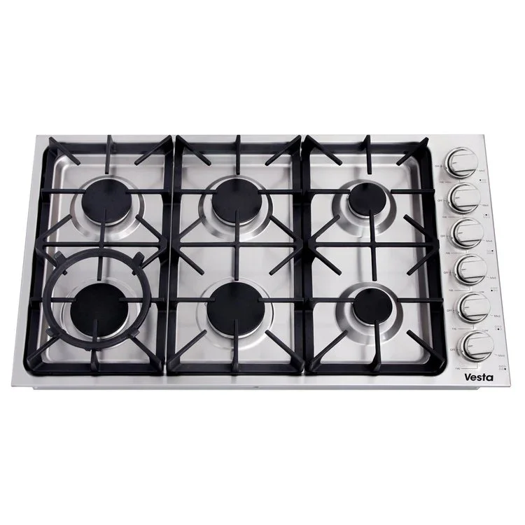 Vesta Gas Cooktop Vermont VCG-VERMONT-36SS | 36'' | Stainless Steel | Professional Design