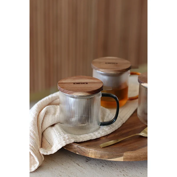 Tisanière mug Karl en verre borosilicate anse gris fumé 300 ml Ogo