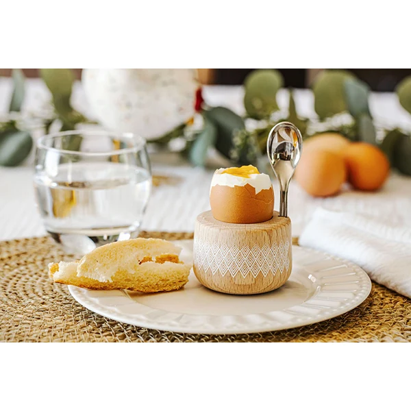 Coffret coquetier et cuillère Piou Plume hêtre naturel Roger Orfèvre